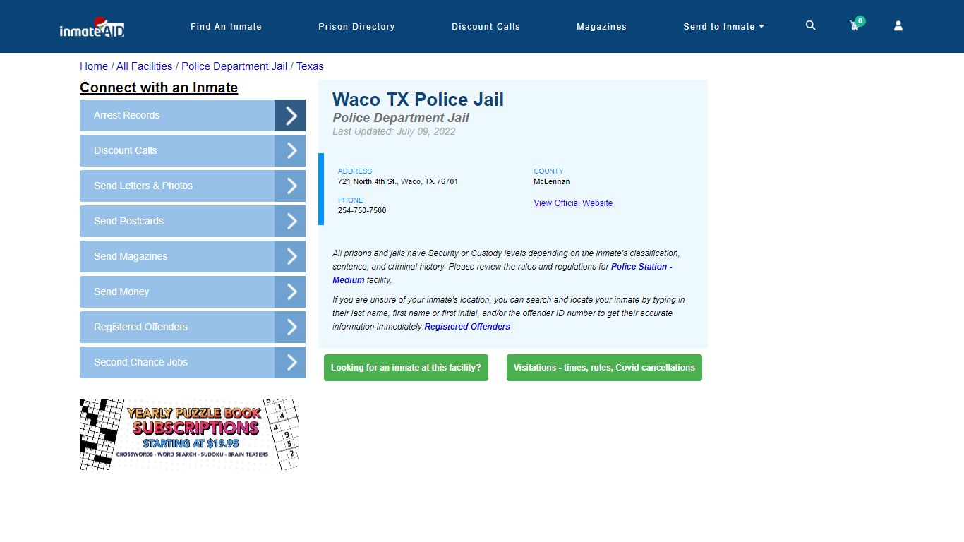 Waco TX Police Jail & Inmate Search - Waco, TX